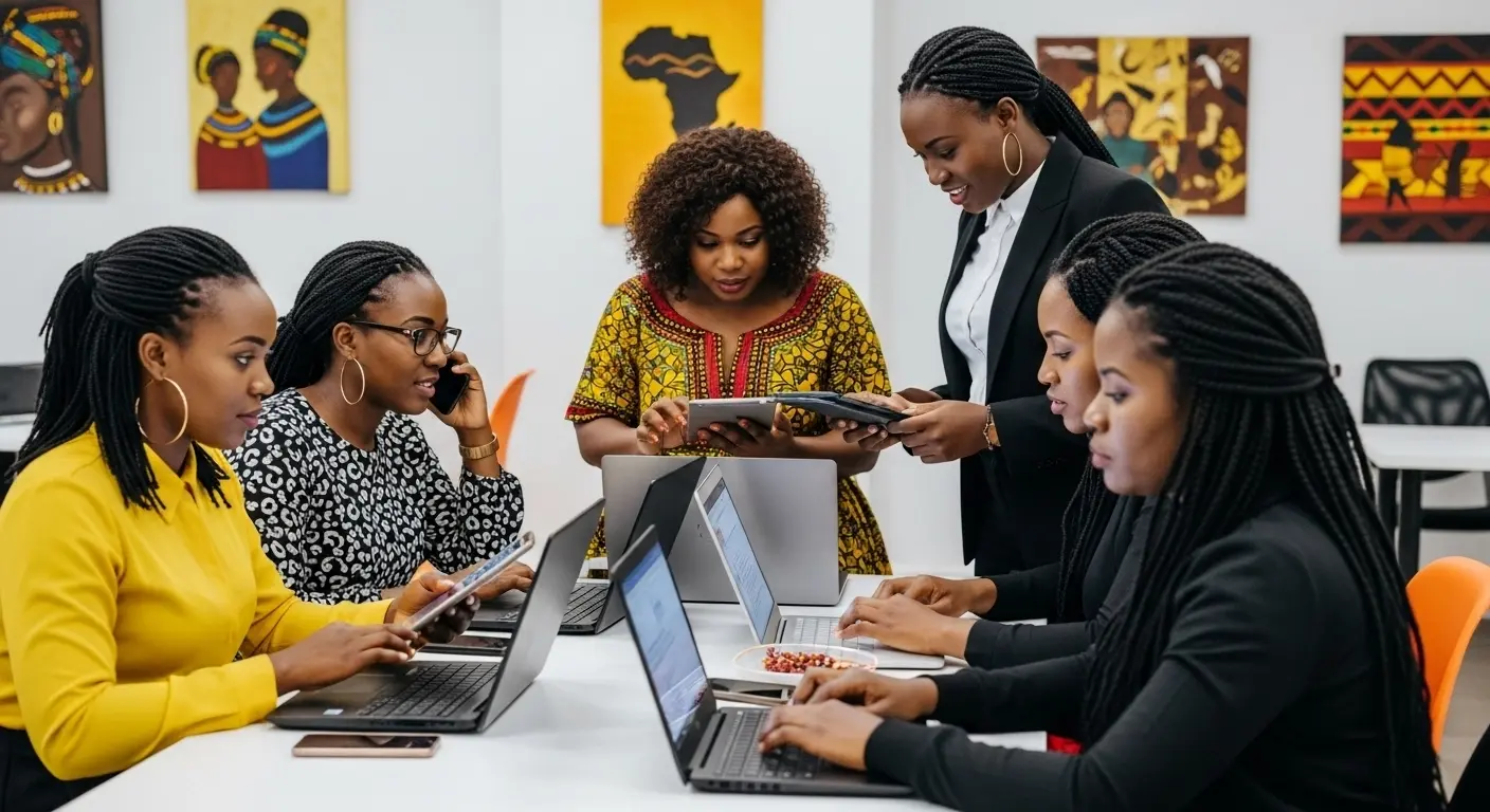 5 women in participating a meeting
